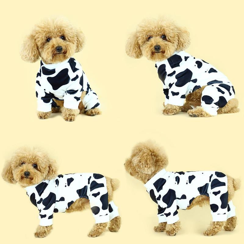 Cow Pattern Pet Pajama, Cute Pet Clothes, Comfortable Pet Sleepwear for Small Medium Large Dogs