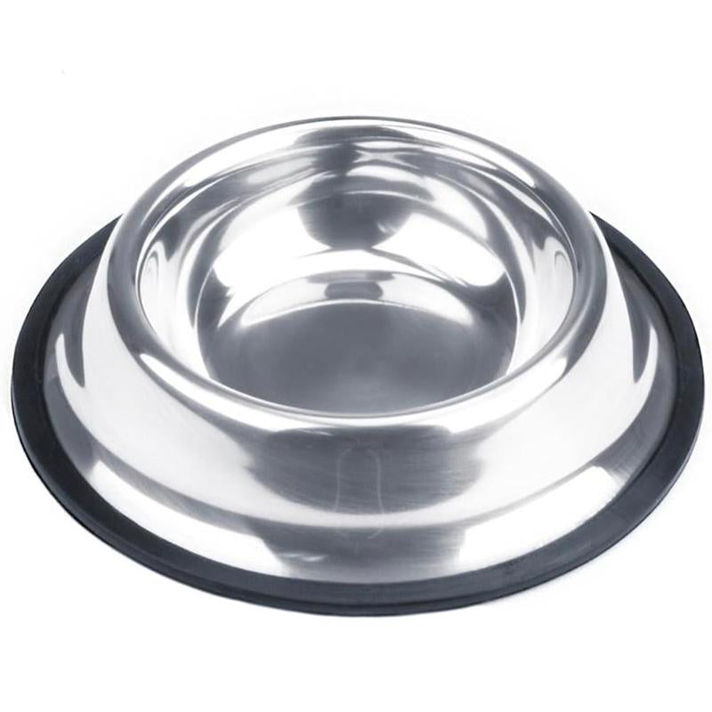 Stainless Steel Pet Bowl, 1 Count Anti-Slip Wide Rubber Base Pet Feeding Bowl for Small Cats and Dogs, Pet Food Bowl, Pet Drinking Bowl