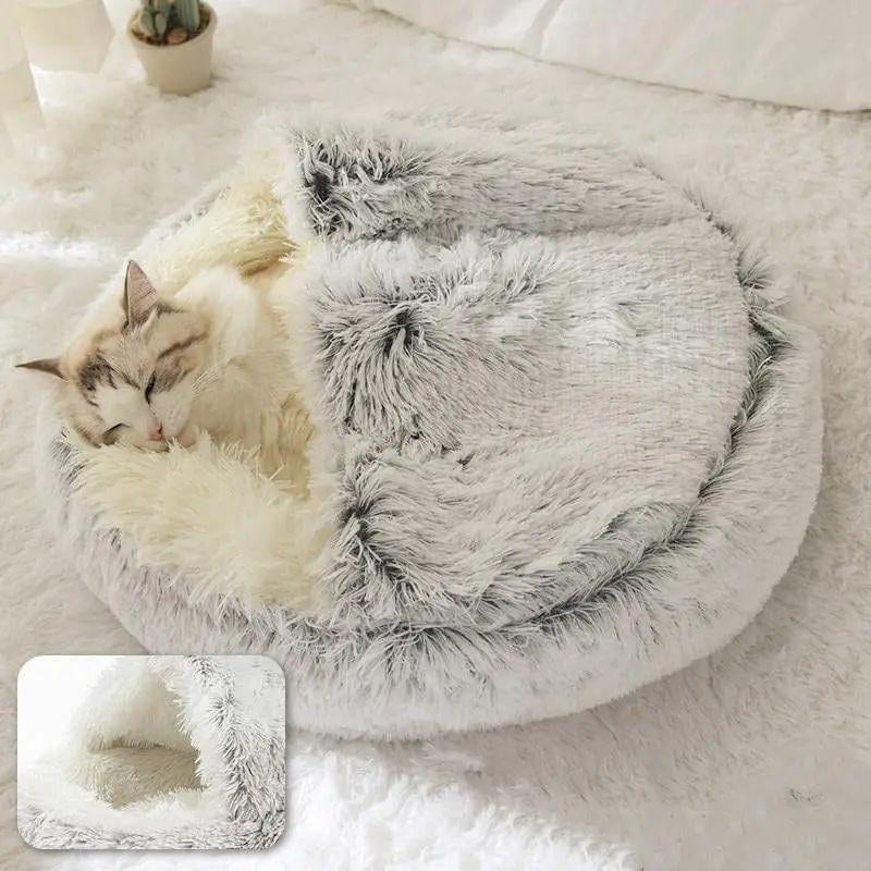 Shell Shaped Semi-Enclosed Pet Bed, Warm Plush Pet Nest, Soft & Comfortable Pet Sleeping Bed, Pet Supplies for Indoor Outdoor Use
