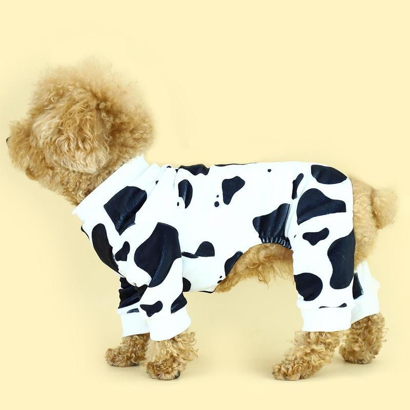 Cow Pattern Pet Pajama, Cute Pet Clothes, Comfortable Pet Sleepwear for Small Medium Large Dogs