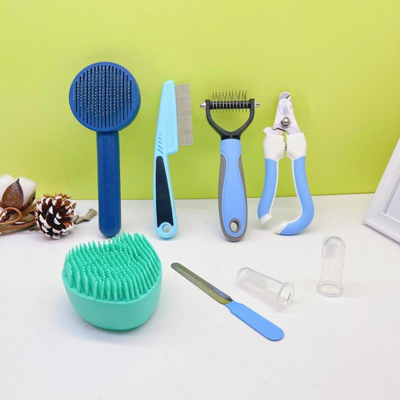 8Pcs Pet Grooming Brush Set, Pet Hair Removal Comb, Pet Nail Clipper, Pet Teeth Cleaning Brush, Pet Grooming Supplies