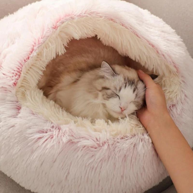 Shell Shaped Semi-Enclosed Pet Bed, Warm Plush Pet Nest, Soft & Comfortable Pet Sleeping Bed, Pet Supplies for Indoor Outdoor Use