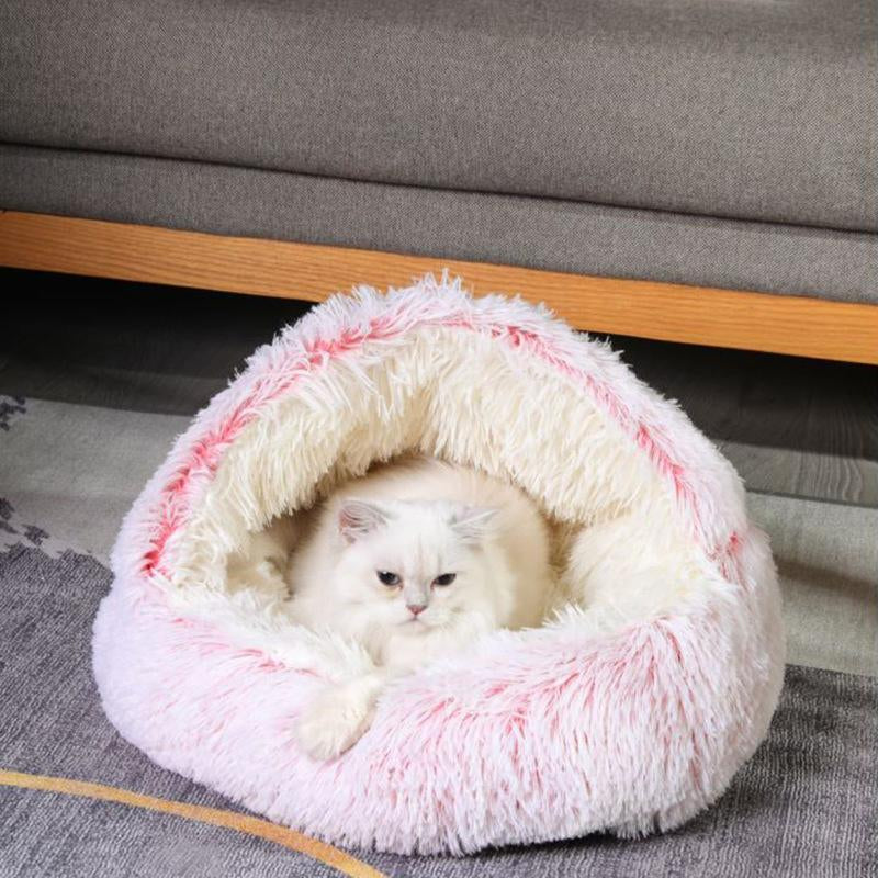 Shell Shaped Semi-Enclosed Pet Bed, Warm Plush Pet Nest, Soft & Comfortable Pet Sleeping Bed, Pet Supplies for Indoor Outdoor Use