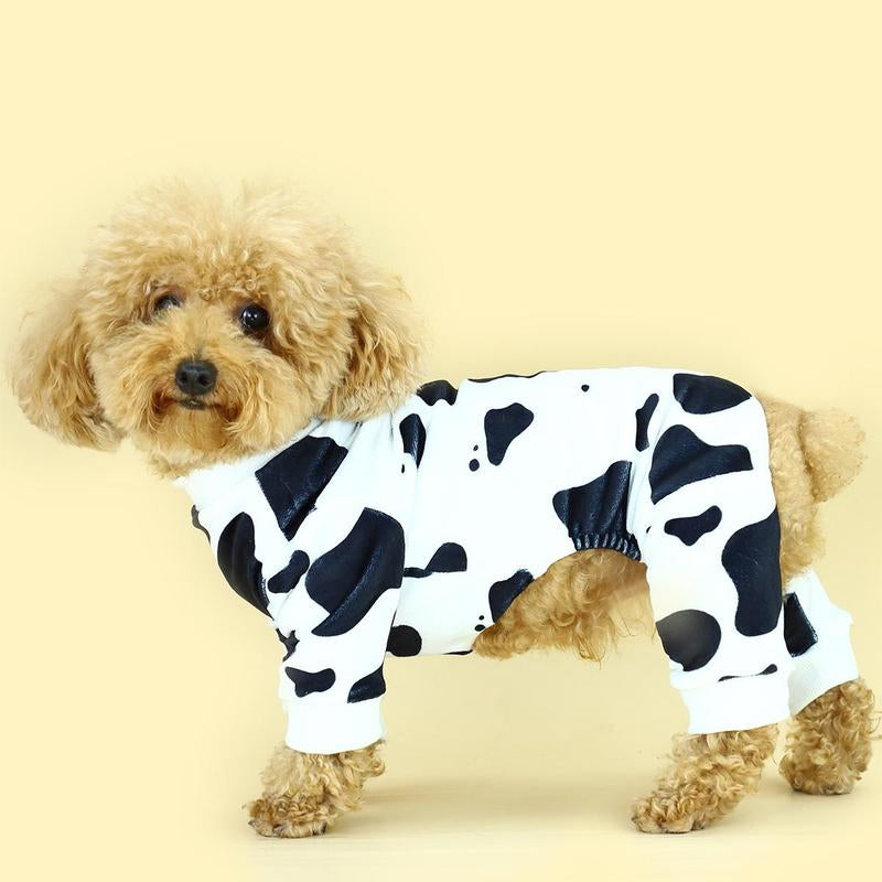 Cow Pattern Pet Pajama, Cute Pet Clothes, Comfortable Pet Sleepwear for Small Medium Large Dogs
