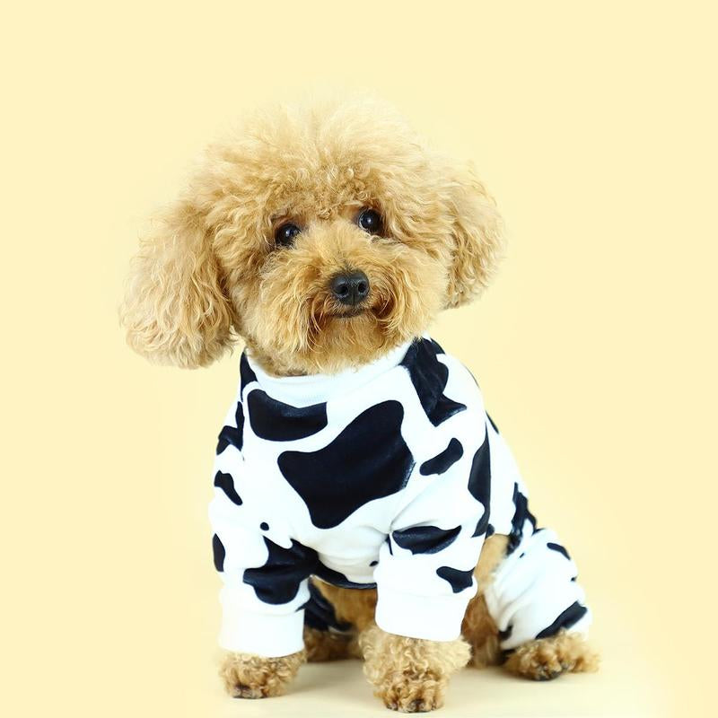 Cow Pattern Pet Pajama, Cute Pet Clothes, Comfortable Pet Sleepwear for Small Medium Large Dogs