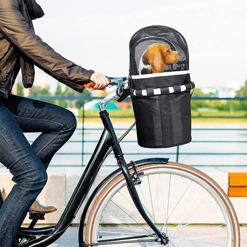 Grid Design Bicycle Pet Carrier, Breathable Bicycle Pet Net, Zipper Pet Protective Cover, Dog & Cat Accessories for Outdoor Cycling