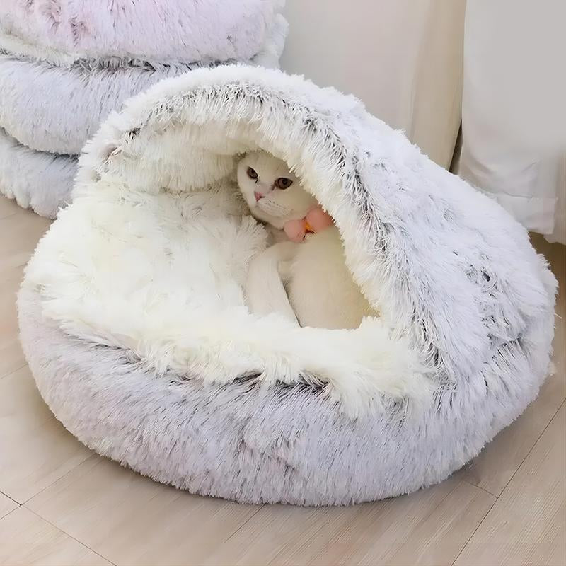 Shell Shaped Semi-Enclosed Pet Bed, Warm Plush Pet Nest, Soft & Comfortable Pet Sleeping Bed, Pet Supplies for Indoor Outdoor Use