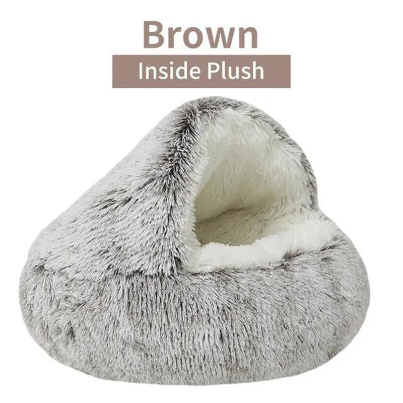 Shell Shaped Semi-Enclosed Pet Bed, Warm Plush Pet Nest, Soft & Comfortable Pet Sleeping Bed, Pet Supplies for Indoor Outdoor Use