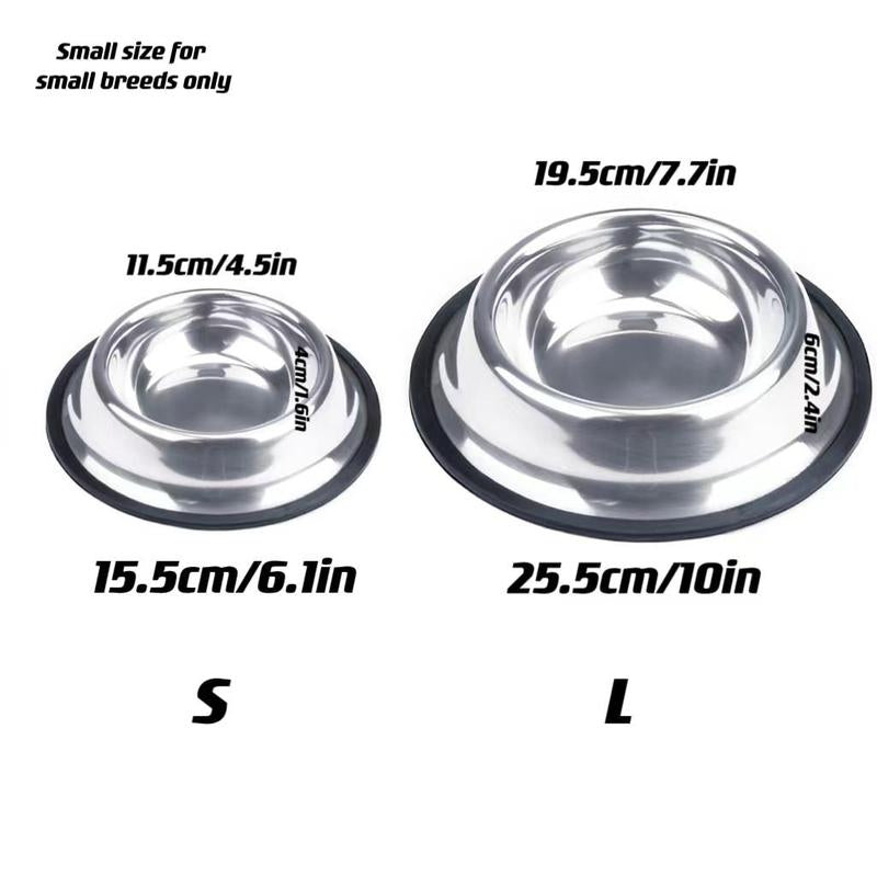 Stainless Steel Pet Bowl, 1 Count Anti-Slip Wide Rubber Base Pet Feeding Bowl for Small Cats and Dogs, Pet Food Bowl, Pet Drinking Bowl