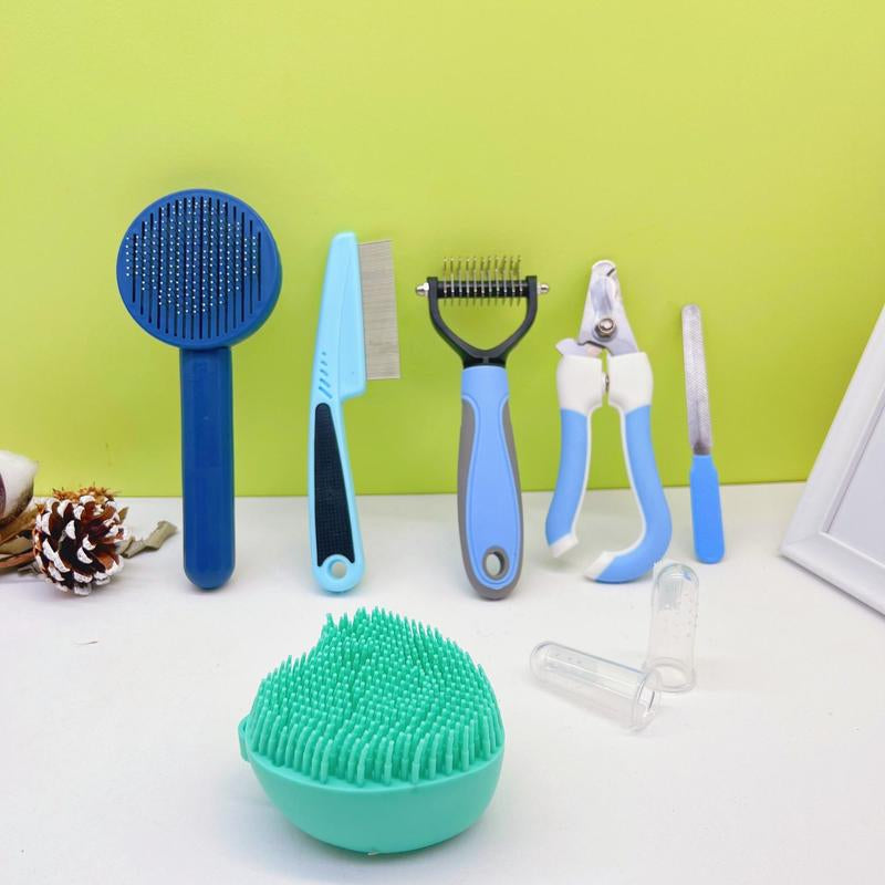 8Pcs Pet Grooming Brush Set, Pet Hair Removal Comb, Pet Nail Clipper, Pet Teeth Cleaning Brush, Pet Grooming Supplies