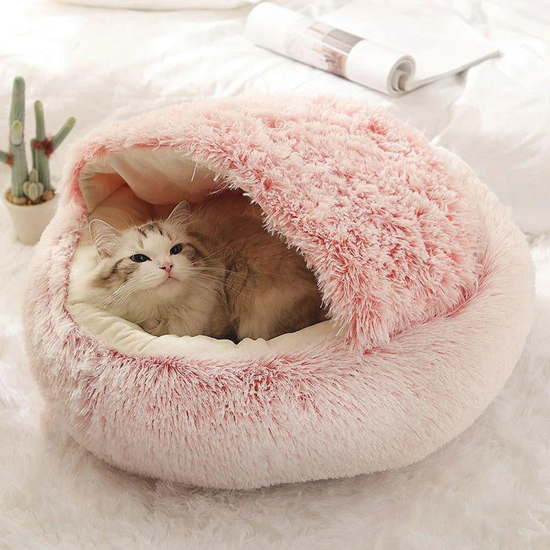 Shell Shaped Semi-Enclosed Pet Bed, Warm Plush Pet Nest, Soft & Comfortable Pet Sleeping Bed, Pet Supplies for Indoor Outdoor Use