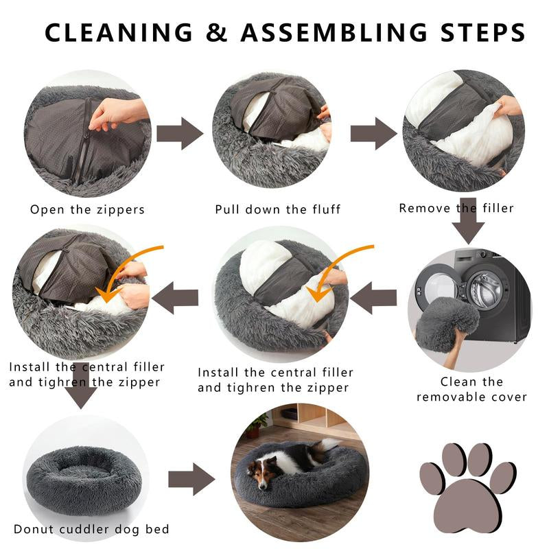 Decor Cat round Detachable Zippered Pet Bed, Soft Plush Pet Bed, Pet Supplies for Small Medium Large Dogs & Cats