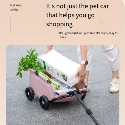 Foldable Pet Stroller, Lightweight Pet Carrier, Pet Travel Wheelchair, Easy to Carry Pet Carrier for Small Dogs & Cats