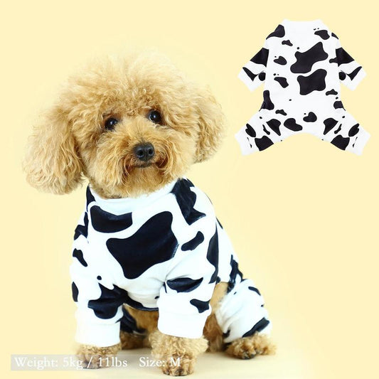 Cow Pattern Pet Pajama, Cute Pet Clothes, Comfortable Pet Sleepwear for Small Medium Large Dogs