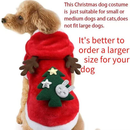Pet Christmas Costume, Cute Reindeer Design Pet Clothes, Soft Comfortable Pet Costume for Small Medium Large Dogs & Cats
