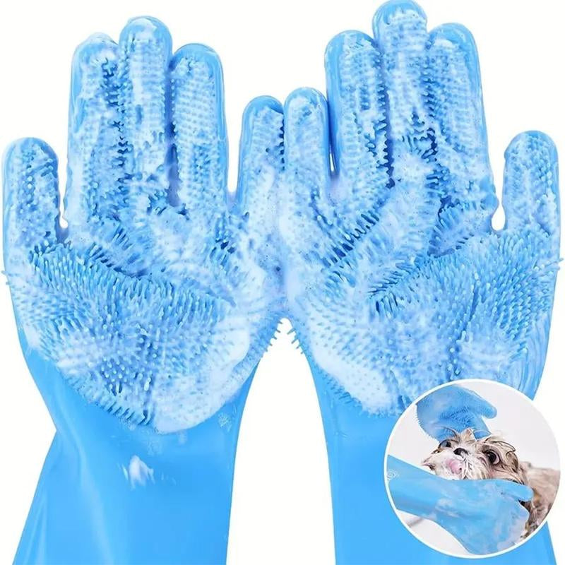 Comfort Cat Grooming Gloves, 1 Pair Pet Bath Gloves, Silicone Pet Bath Massage Brush, Durable Pet Grooming Gloves, Pet Bathing Accessories, Cat Supplies Dog Supplies for Home & Travel