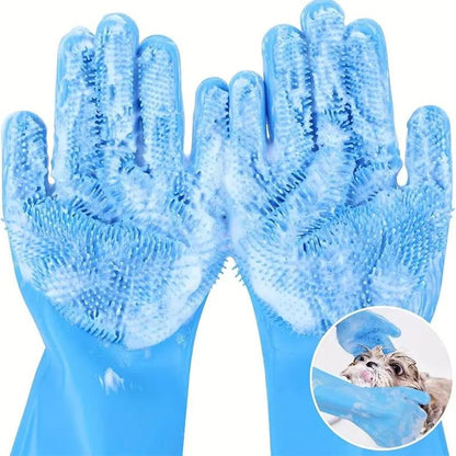 Comfort Cat Grooming Gloves, 1 Pair Pet Bath Gloves, Silicone Pet Bath Massage Brush, Durable Pet Grooming Gloves, Pet Bathing Accessories, Cat Supplies Dog Supplies for Home & Travel