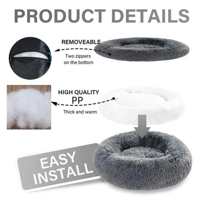 Decor Cat round Detachable Zippered Pet Bed, Soft Plush Pet Bed, Pet Supplies for Small Medium Large Dogs & Cats