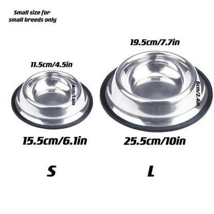 Stainless Steel Pet Bowl, 1 Count Anti-Slip Wide Rubber Base Pet Feeding Bowl for Small Cats and Dogs, Pet Food Bowl, Pet Drinking Bowl