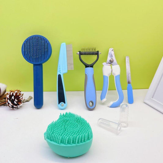 8Pcs Pet Grooming Brush Set, Pet Hair Removal Comb, Pet Nail Clipper, Pet Teeth Cleaning Brush, Pet Grooming Supplies